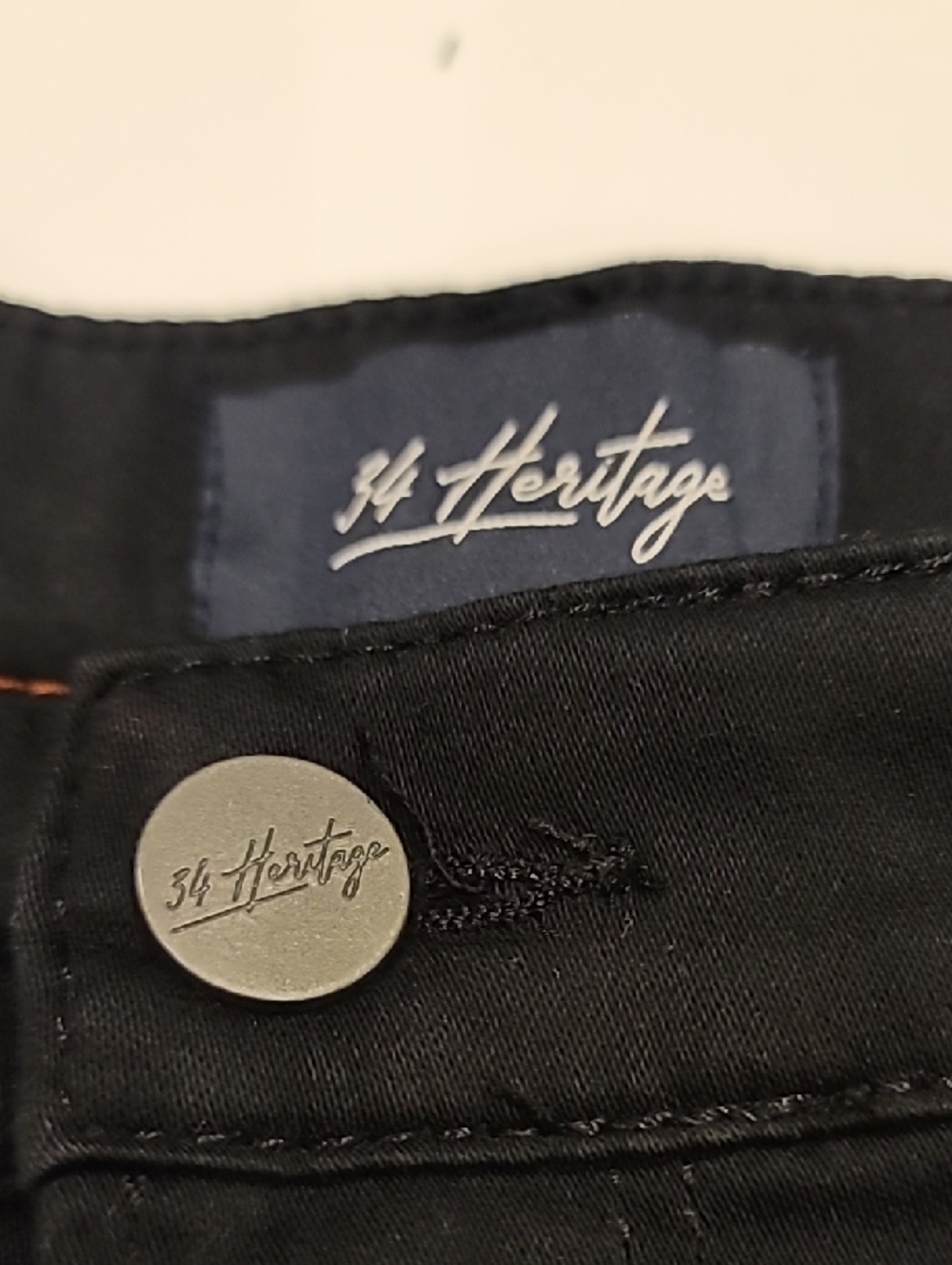 34 Heritage Black Cotton Jeans Mid Rise Straight Stretch 40 - Picture 4 of 12